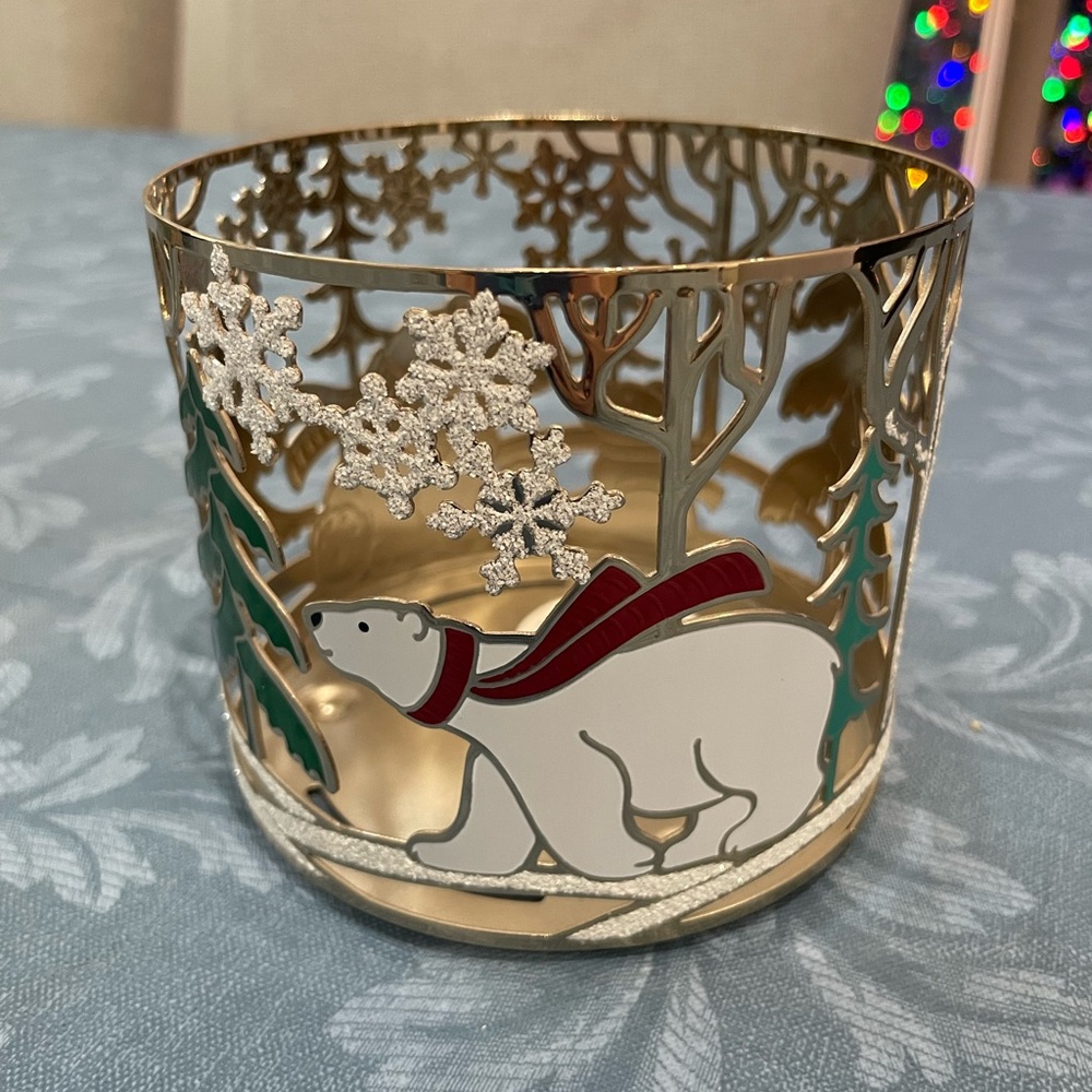 Bath & Body Works Gold Polar Bear Candle Holder